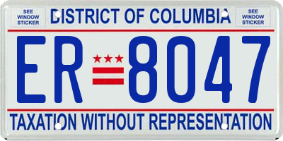 DC license plate ER8047