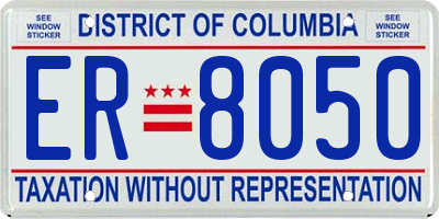 DC license plate ER8050