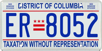DC license plate ER8052