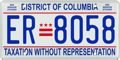 DC license plate ER8058