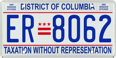 DC license plate ER8062