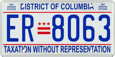 DC license plate ER8063