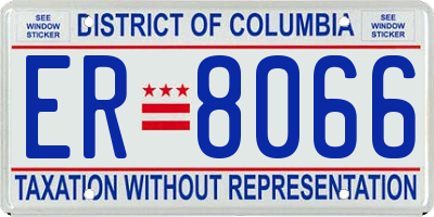 DC license plate ER8066