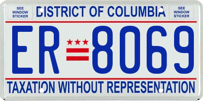 DC license plate ER8069