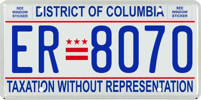 DC license plate ER8070