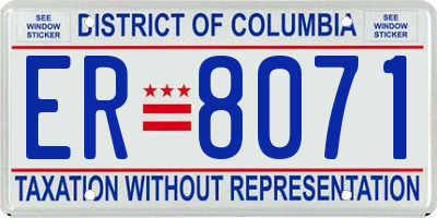 DC license plate ER8071