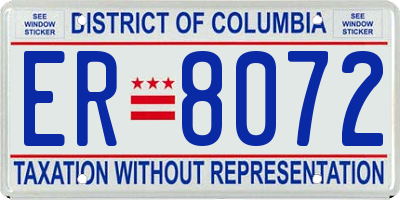 DC license plate ER8072