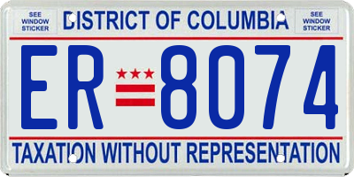 DC license plate ER8074