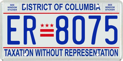 DC license plate ER8075