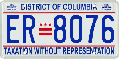 DC license plate ER8076