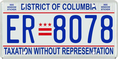DC license plate ER8078