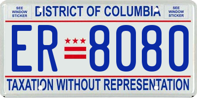 DC license plate ER8080