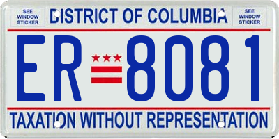 DC license plate ER8081