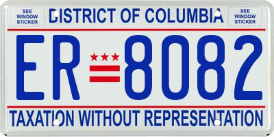 DC license plate ER8082