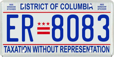 DC license plate ER8083