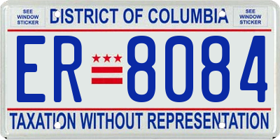 DC license plate ER8084