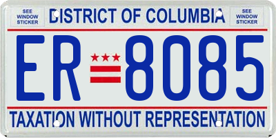 DC license plate ER8085