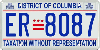 DC license plate ER8087