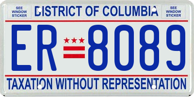 DC license plate ER8089
