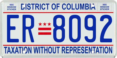 DC license plate ER8092