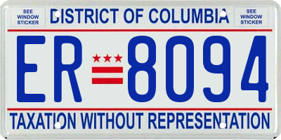 DC license plate ER8094