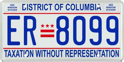 DC license plate ER8099