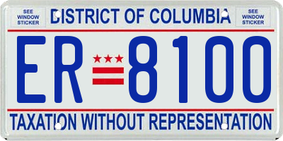 DC license plate ER8100