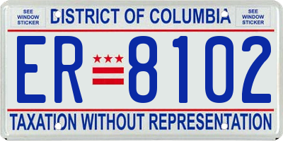 DC license plate ER8102