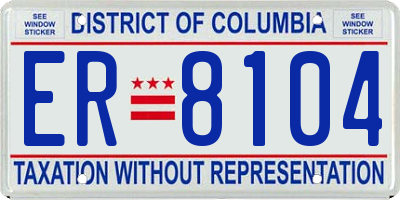 DC license plate ER8104