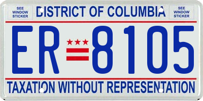 DC license plate ER8105
