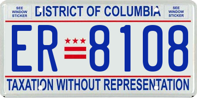DC license plate ER8108