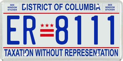 DC license plate ER8111