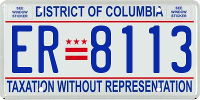 DC license plate ER8113