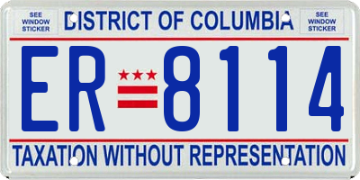 DC license plate ER8114