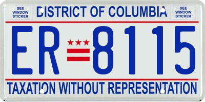 DC license plate ER8115