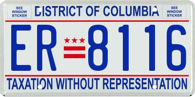 DC license plate ER8116