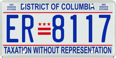 DC license plate ER8117