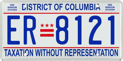 DC license plate ER8121