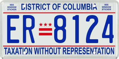 DC license plate ER8124