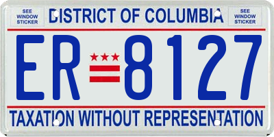 DC license plate ER8127