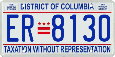 DC license plate ER8130