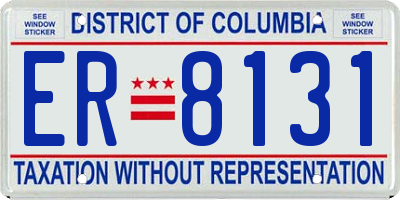 DC license plate ER8131
