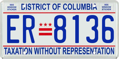 DC license plate ER8136