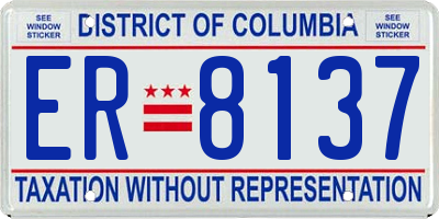 DC license plate ER8137