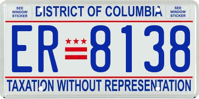 DC license plate ER8138