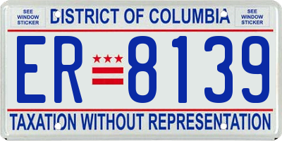 DC license plate ER8139