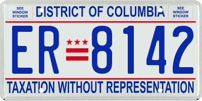 DC license plate ER8142