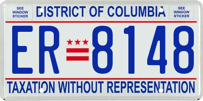 DC license plate ER8148