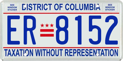 DC license plate ER8152