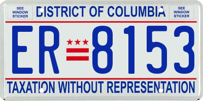 DC license plate ER8153